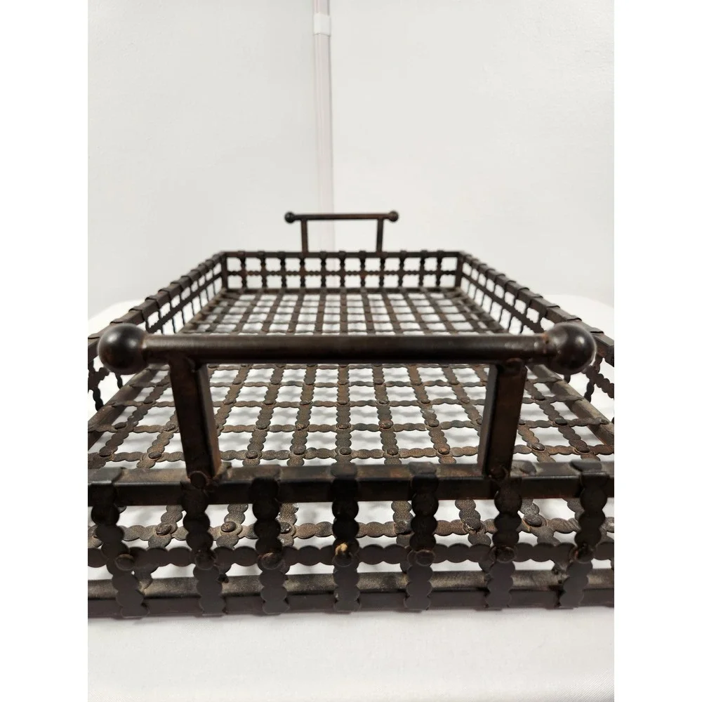 Handcrafted Industrial Bronzed Iron Riveted Castlecore Tray w/Handles 22
